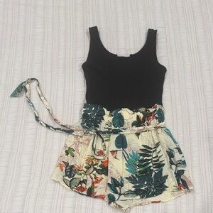 Black and Floral Romper